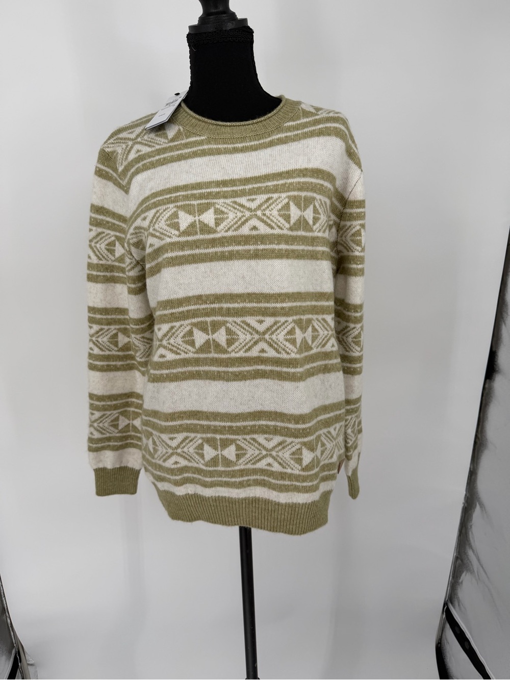 NWT Guess Olive Green & Cream Aztec Knit Sweater